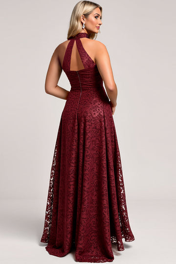 Robe de demoiselle d’honneur en dentelle Halter Cabernet A Line